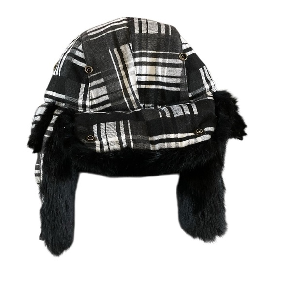 Mad Bomber Black Aviator Pilot Bomber Hat Rabbit Fur Trapper Hunt Cap main image 5